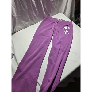 Vtg Y2k Aeropostale 87 Purple Sweatpants Womens Medium Wide Leg Raw Hem Lounge